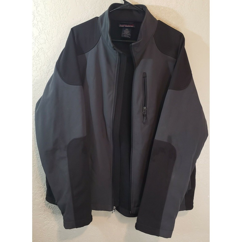 Free Country Mens Gray Fleece Lined Full Zip Softshell Jacket Winter Coat Large